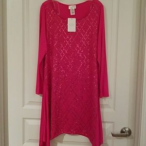 Bellino shirt/tunic sequin fuchsia NEW